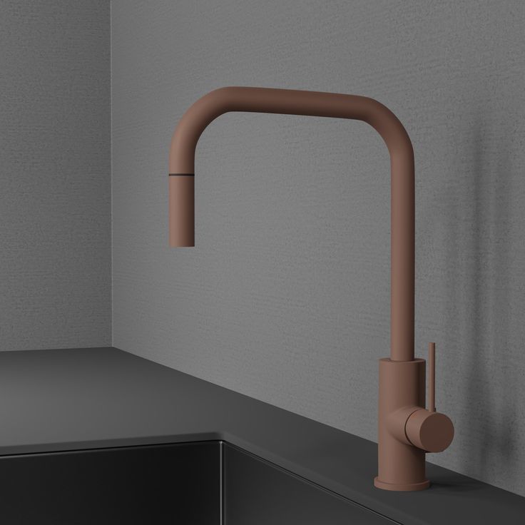Keittiöhana Scandtap Steel Accent Square Rust D, APK-liitäntä, ulosvedettävä juoksuputki, ruskea