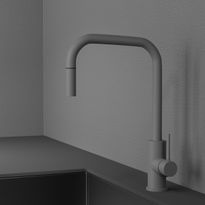 Keittiöhana Scandtap Steel Accent Square Scrap D, APK-liitäntä, ulosvedettävä juoksuputki, harmaa
