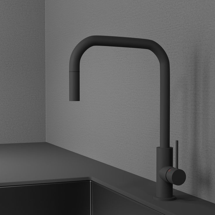 Keittiöhana Scandtap Steel Accent Square Coal, ulosvedettävä juoksuputki, mattamusta