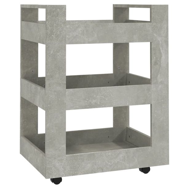 Keittiövaunu betoninharmaa 60x45x80 cm tekninen puu (16820)