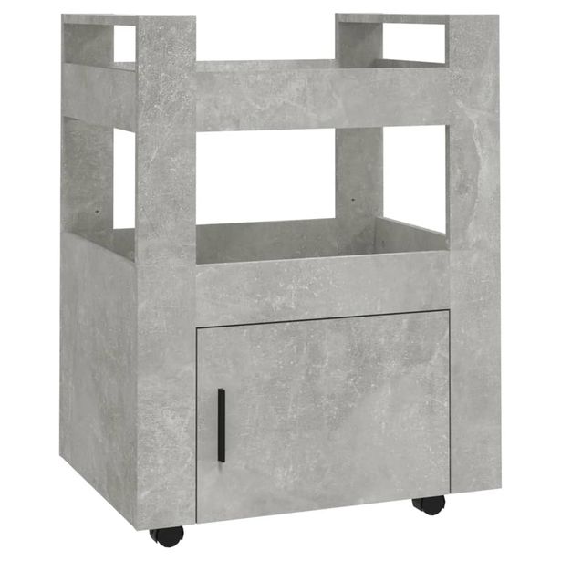 Keittiövaunu betoninharmaa 60x45x80 cm tekninen puu (16828)