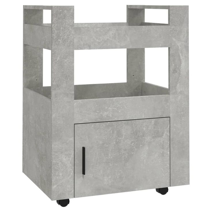 Keittiövaunu betoninharmaa 60x45x80 cm tekninen puu (16828)