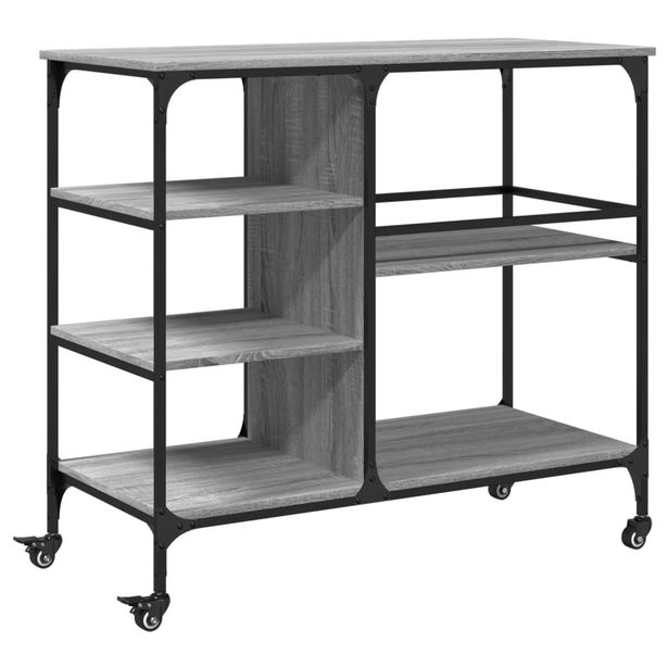 Keittiövaunu harmaa Sonoma 100x45x89,5 cm tekninen puu (42384)