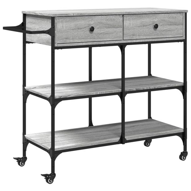 Keittiövaunu harmaa Sonoma 105x42x95 cm tekninen puu (42379)