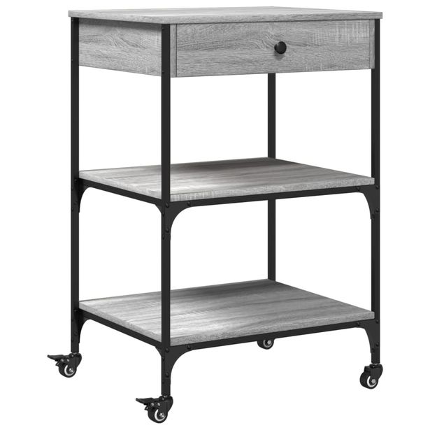 Keittiövaunu harmaa Sonoma 60x48x89,5 cm tekninen puu (42374)