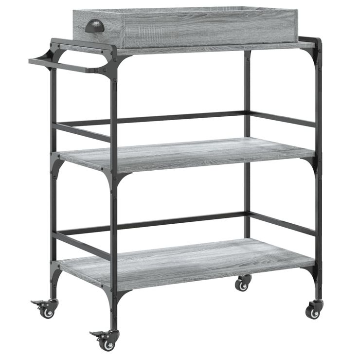 Keittiövaunu harmaa Sonoma 81,5x41x92,5 cm tekninen puu (42344)