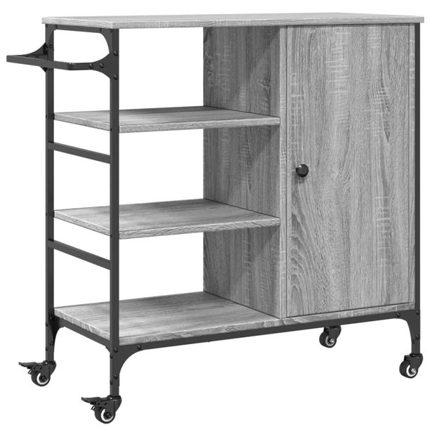 Keittiövaunu harmaa Sonoma 87,5x38,5x84,5 cm tekninen puu (42389)