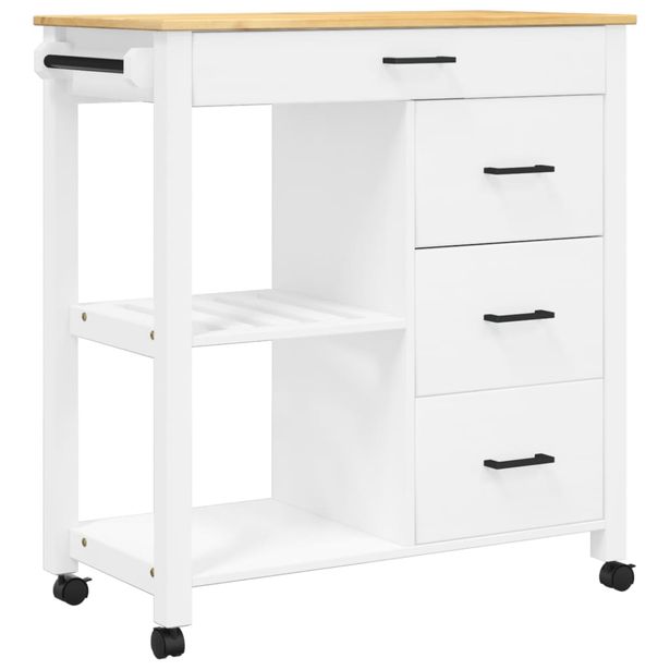 Keittiövaunu MONZA 84x40x90 cm täysi mänty (76117)