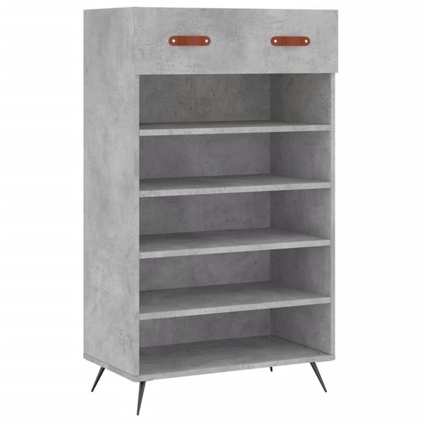 Kenkäkaappi betoninharmaa 60x35x105 cm tekninen puu (29584)