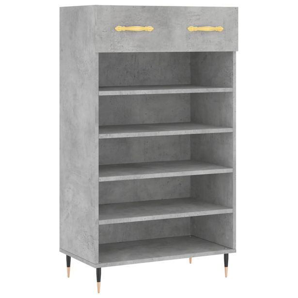 Kenkäkaappi betoninharmaa 60x35x105 cm tekninen puu (29592)