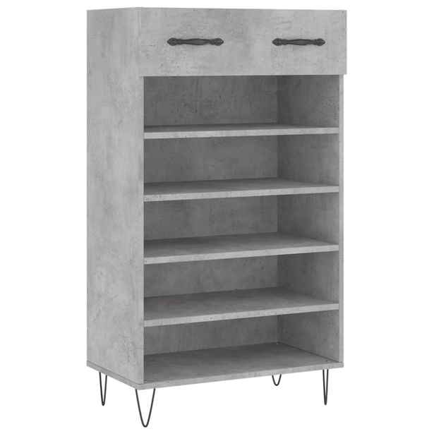 Kenkäkaappi betoninharmaa 60x35x105 cm tekninen puu (29608)