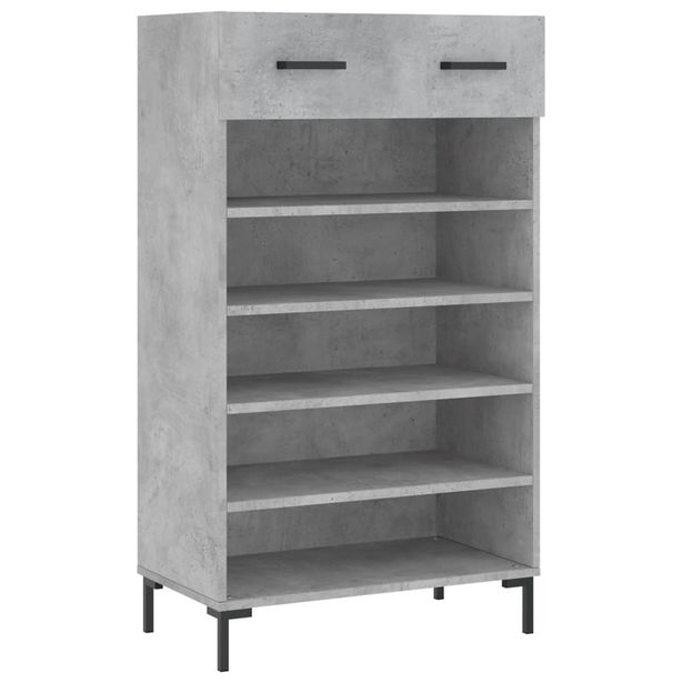 Kenkäkaappi betoninharmaa 60x35x105 cm tekninen puu (29616)