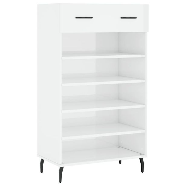 Kenkäkaappi korkeakiilto valkoinen 60x35x105 cm tekninen puu (29630)