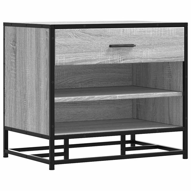 Kenkäpenkki harmaa Sonoma 60x40x53,5 cm tekninen puu ja metalli (49222)
