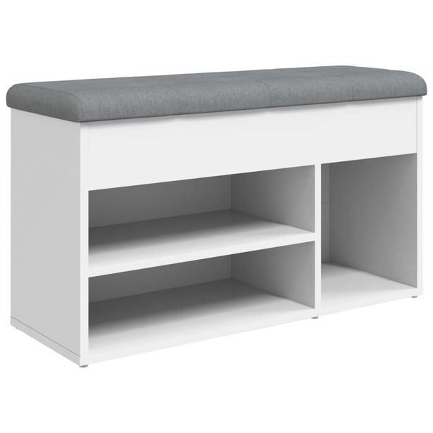 Kenkäpenkki valkoinen 82x32x45,5 cm tekninen puu (35026)