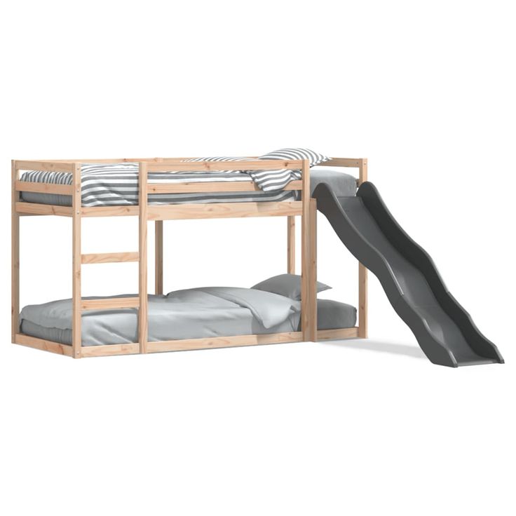 Kerrossänky liukumäellä ja tikkailla 75x190 cm täysi mänty (84248)