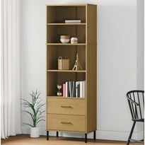 Kirjahylly Oslo 60x35x180cm, 2 laatikolla, täyspuu, eri värejä