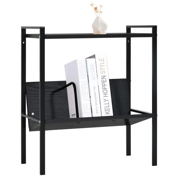 kirjahylly 2-tasoinen musta 52x28x59 cm tekninen puu (88230)