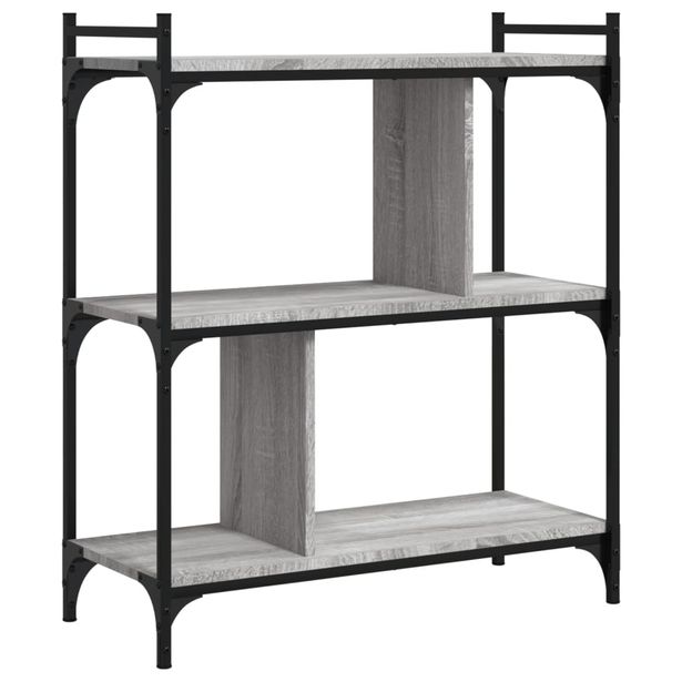 Kirjahylly 3 kerrosta harmaa Sonoma 76x32x88 cm tekninen puu (33933)