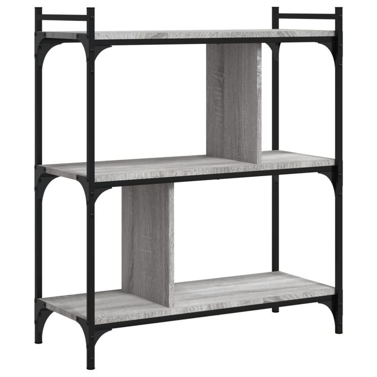 Kirjahylly 3 kerrosta harmaa Sonoma 76x32x88 cm tekninen puu (33933)