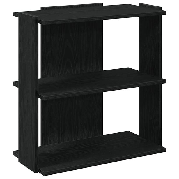 Kirjahylly 3 kerrosta musta 60x30x60 cm tekninen puu (60248)