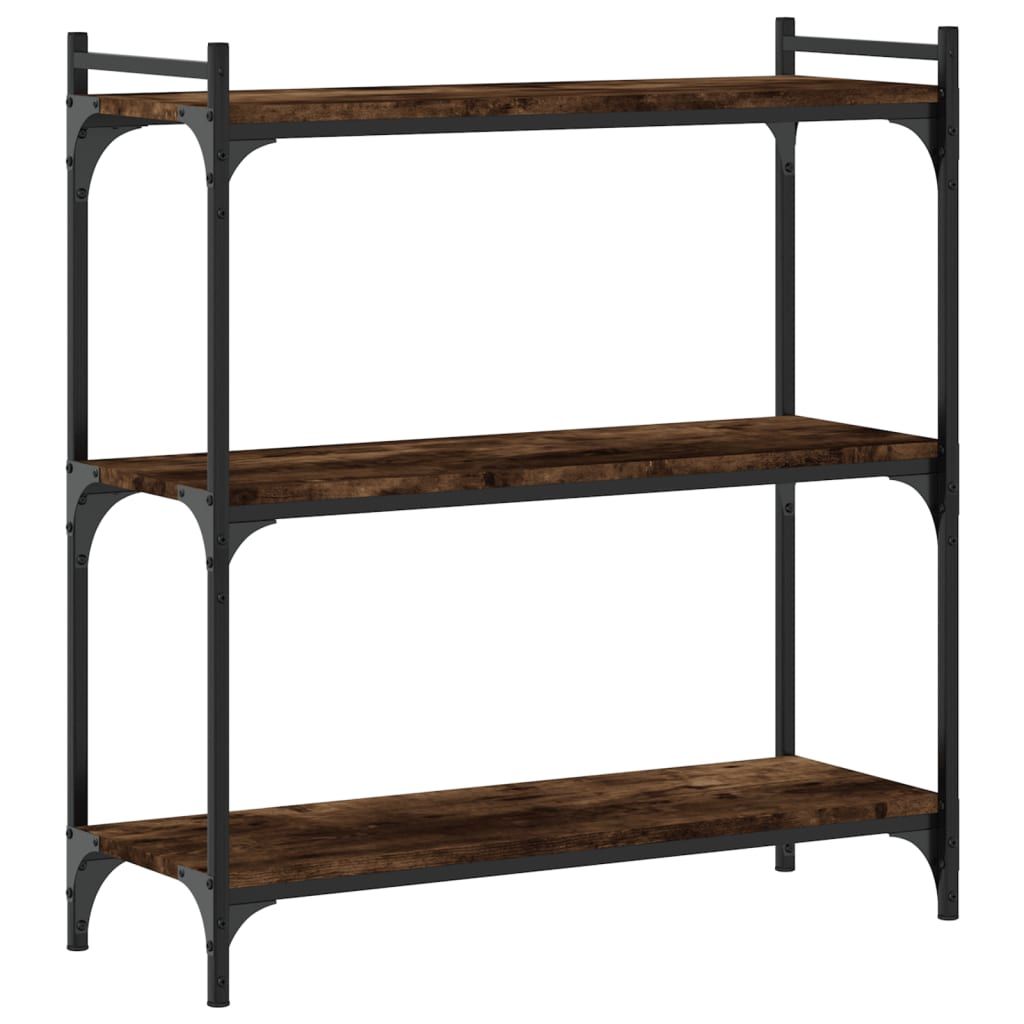 Kirjahylly 3 kerrosta savutammi 80x30x86 cm tekninen puu (37669)