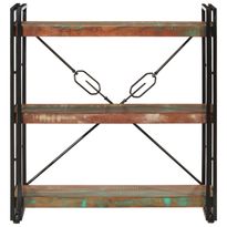 Kirjahylly 3-tasoinen 77x30x80 cm kierrätetty täyspuu ja rauta (51109)