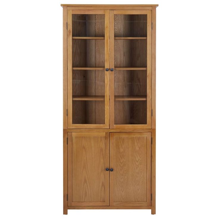 Kirjahylly 4 ovella 90x35x200 cm täysi tammi ja lasi (89180)