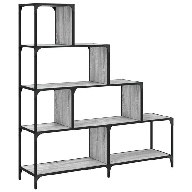 Kirjahylly 4 tasoa harmaa Sonoma 139x33,5x149 cm tekninen puu (42479)