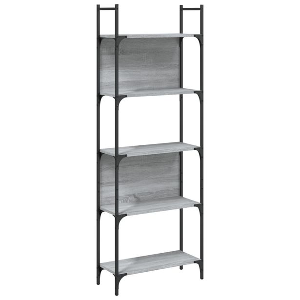 Kirjahylly 5 tasoa harmaa Sonoma 60,5x24x166,5 cm tekninen puu (38866)