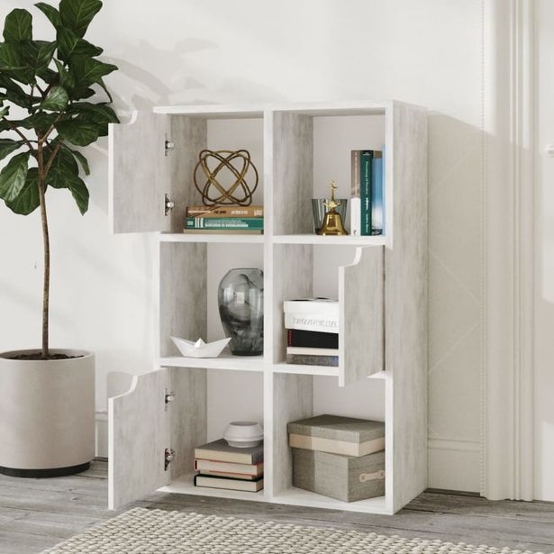 Kirjahylly 60x27,5x88 cm lastulevy betoninharmaa