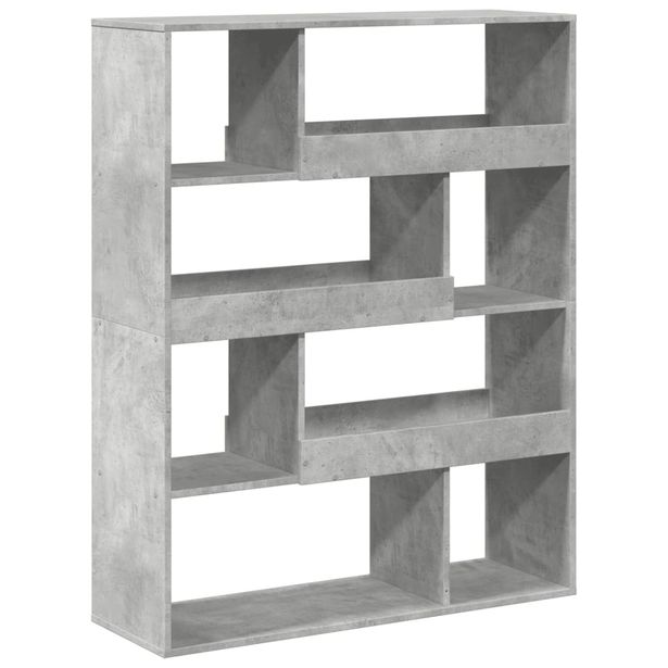 Kirjahylly betoninharmaa 100x33x125,5 cm tekninen puu (09333)