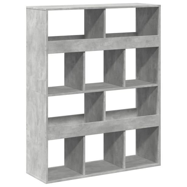 Kirjahylly betoninharmaa 100x33x125,5 cm tekninen puu (09360)