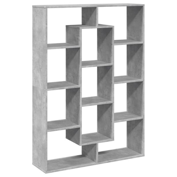 Kirjahylly betoninharmaa 102x29x143 cm lastulevy (10301)
