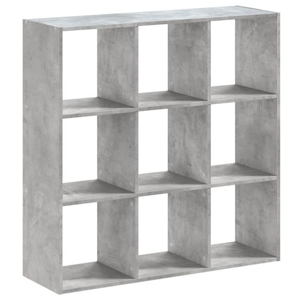 Kirjahylly betoninharmaa 102x32x102 cm tekninen puu (52819)