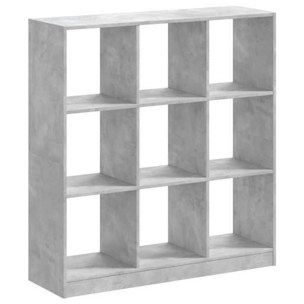 Kirjahylly betoninharmaa 102x32x108 cm tekninen puu (07840)