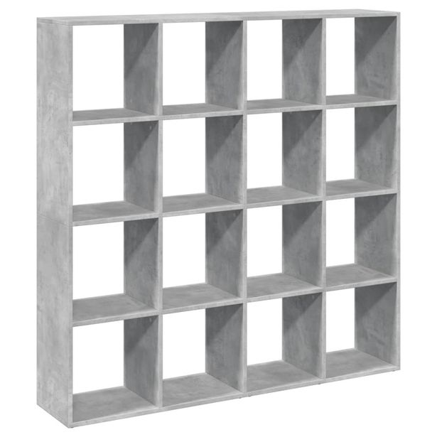 Kirjahylly betoninharmaa 137,5x29x137,5 cm tekninen puu (10292)
