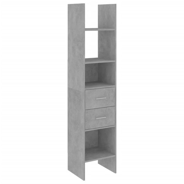 Kirjahylly betoninharmaa 40x35x180 cm tekninen puu (03420)