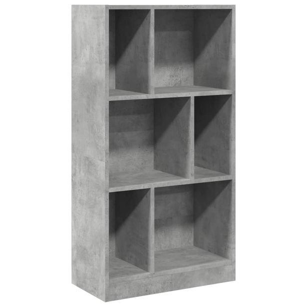 Kirjahylly betoninharmaa 57x28,5x107,5 cm tekninen puu (48006)