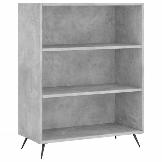 Kirjahylly betoninharmaa 69,5x32,5x90 cm tekninen puu (28336)