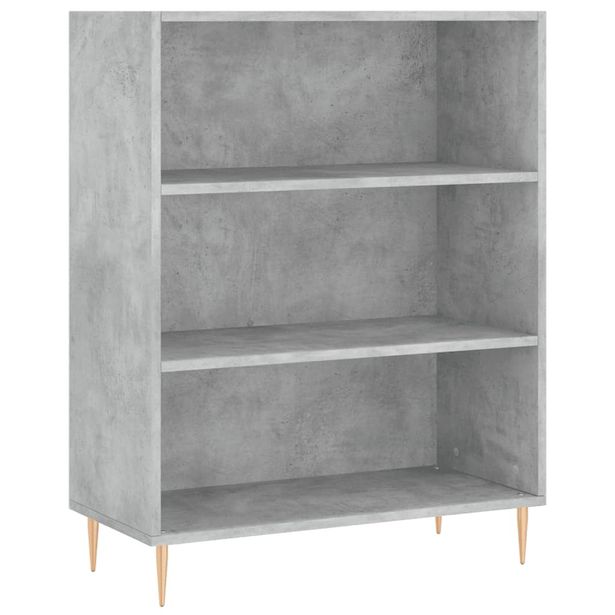 Kirjahylly betoninharmaa 69,5x32,5x90 cm tekninen puu (28352)