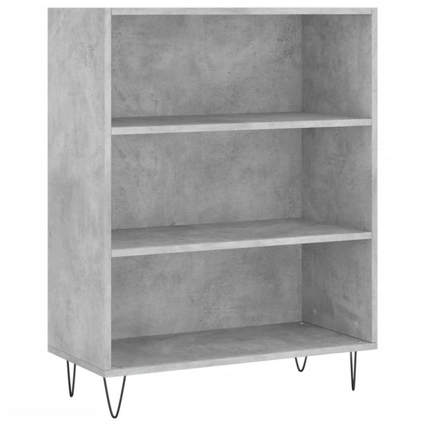 Kirjahylly betoninharmaa 69,5x32,5x90 cm tekninen puu (28360)
