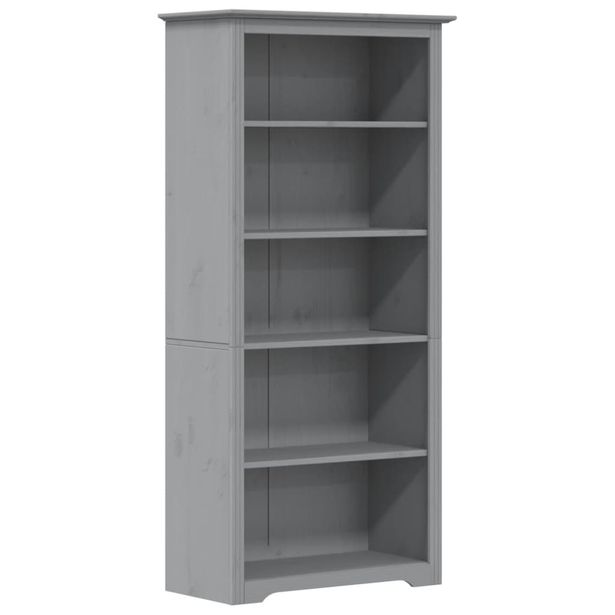 Kirjahylly BODO harmaa 82x40x173 cm täysi mänty 5-kerrosta (55082)