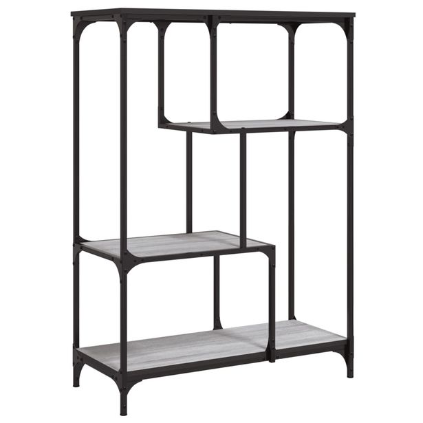 Kirjahylly harmaa Sonoma 81x36x115 cm tekninen puu ja teräs (35407)