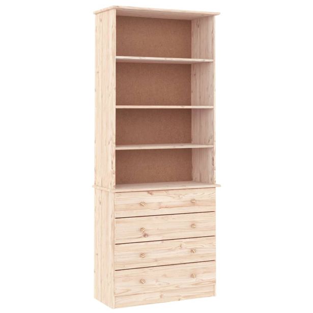 Kirjahylly laatikoilla ALTA 77x35x186,5 cm täysi mänty (53953)