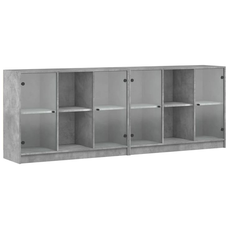 Kirjahylly ovilla betoninharmaa 204x37x75 cm tekninen puu (06534)