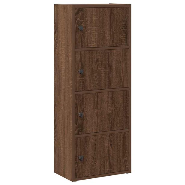 Kirjahylly ruskea tammi 40x24x102 cm tekninen puu (60379)
