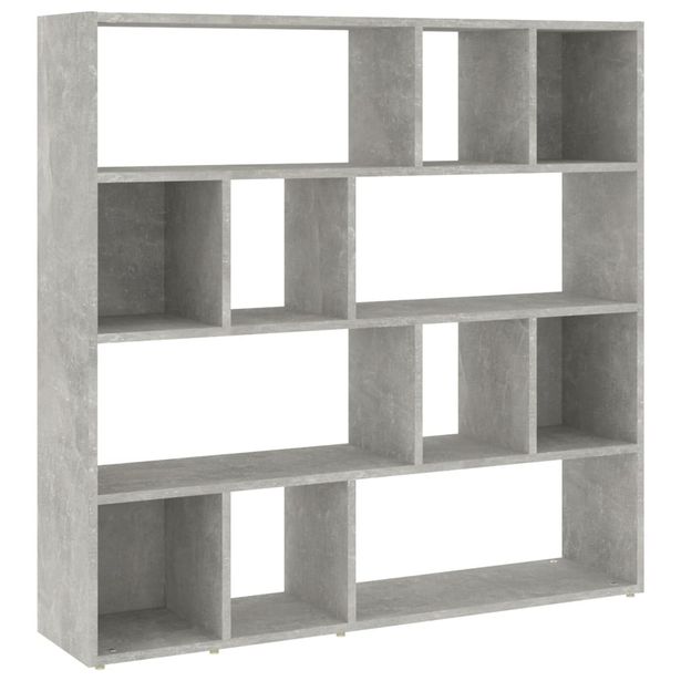 Kirjahylly/tilanjakaja betoninharmaa 105x24x102 cm (23249)