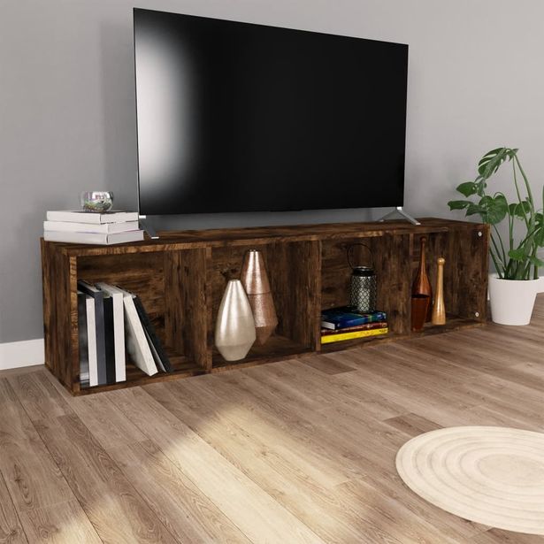 Kirjahylly / TV-taso 36x30x143 cm tekninen puu savutammi