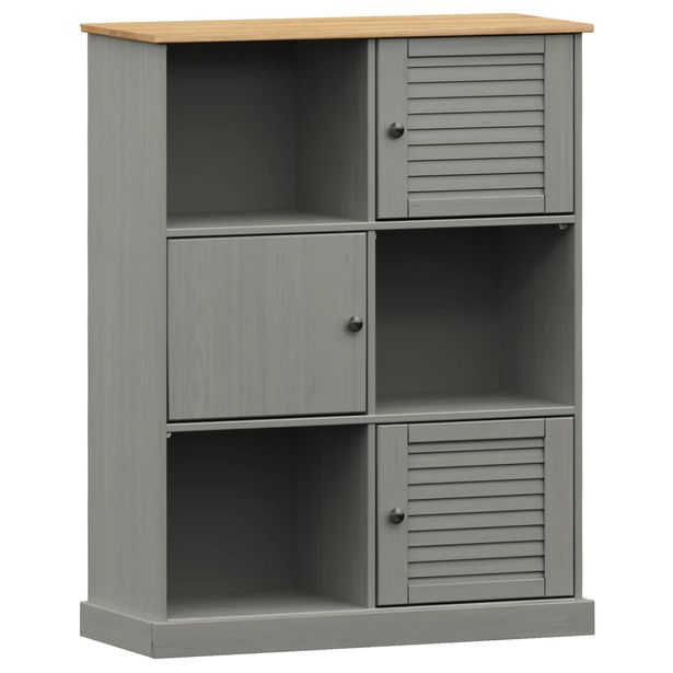 Kirjahylly VIGO harmaa 90x35x114,5 cm täysi mänty (53183)